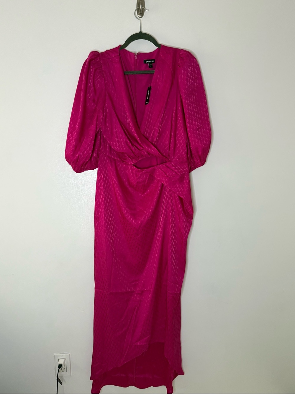 Express Fuchsia Wrap Midi Dress Size Medium